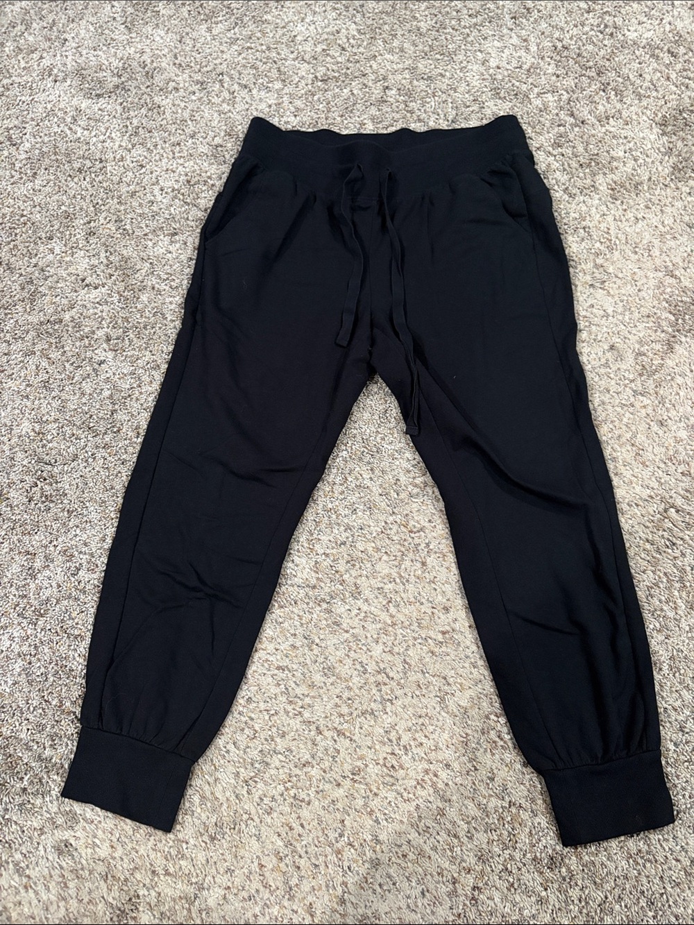 Men's Black Slim-Fit Jogger Sweatpants with Drawstring Waist